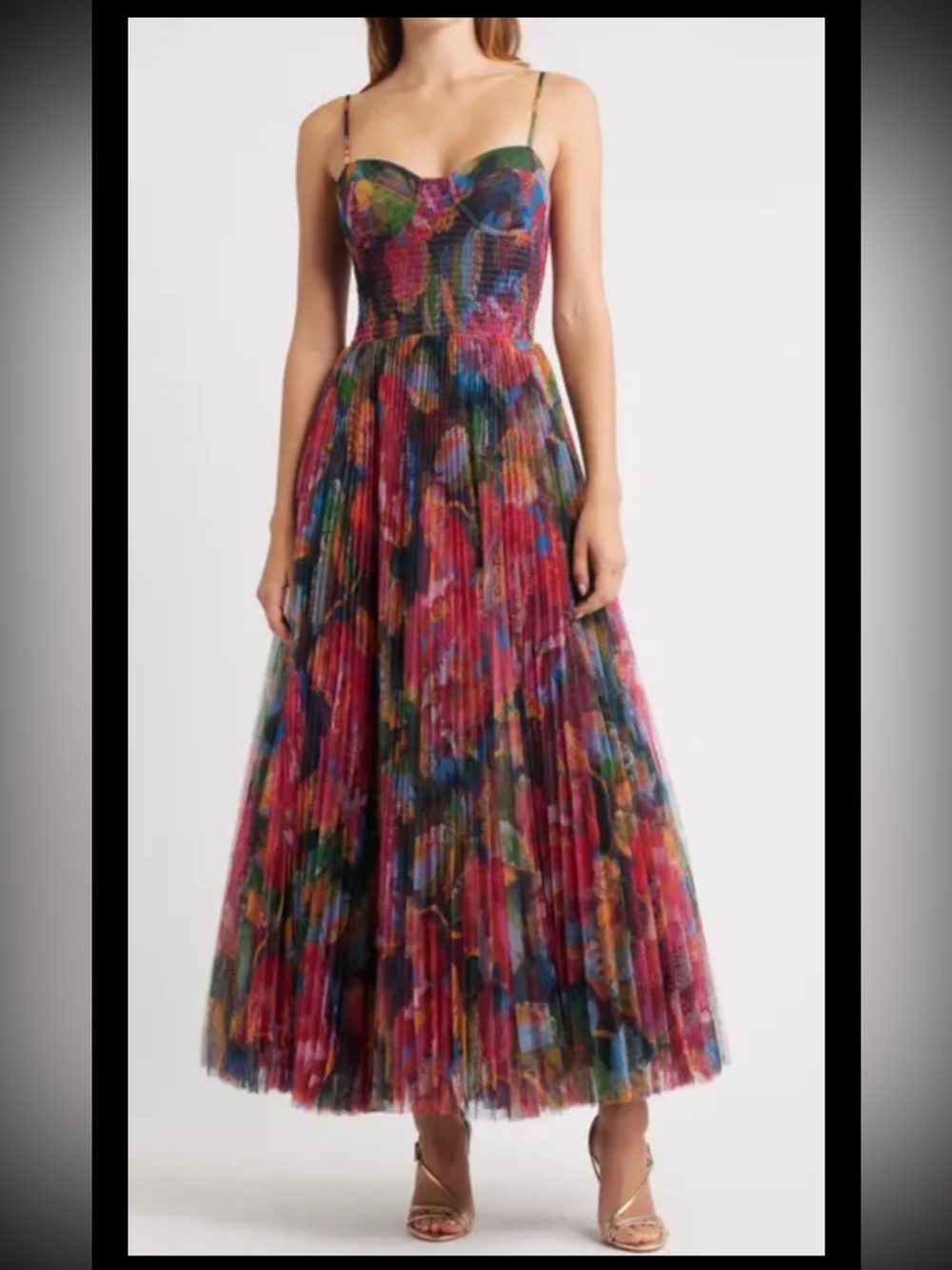 Hutch Multicolor Floral Pleated Midi Dress